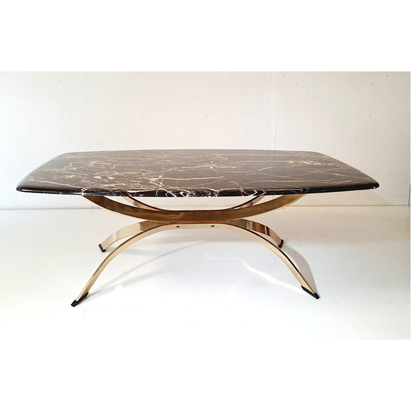 Vintage marble and bronze coffee table, France 1970