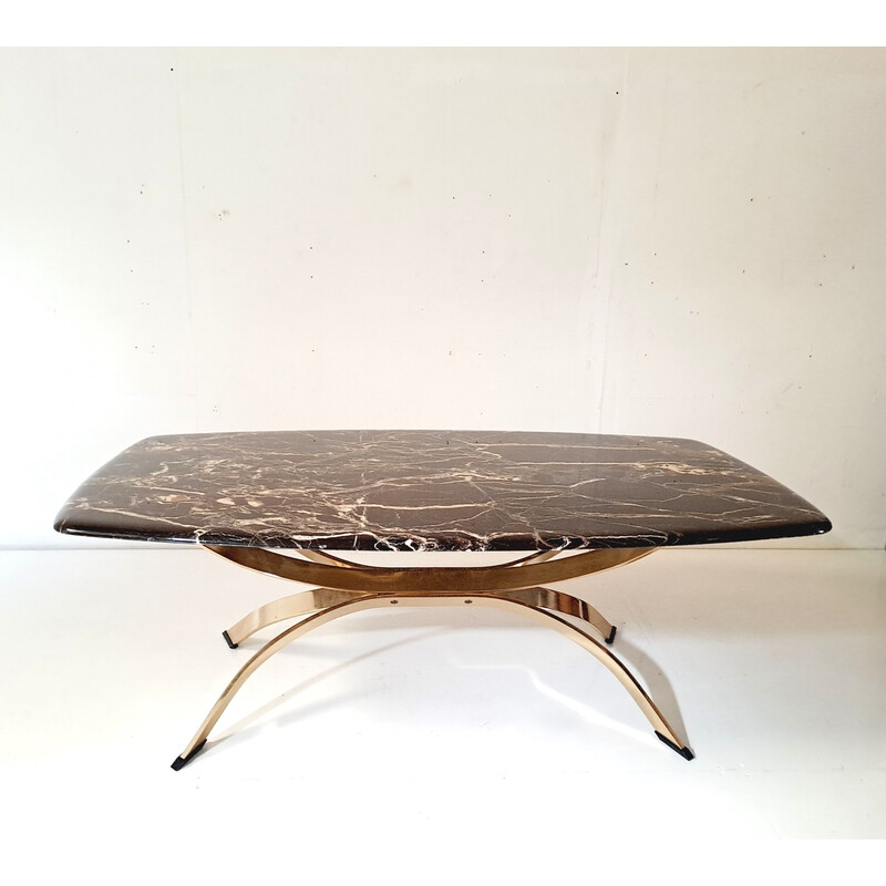 Vintage marble and bronze coffee table, France 1970