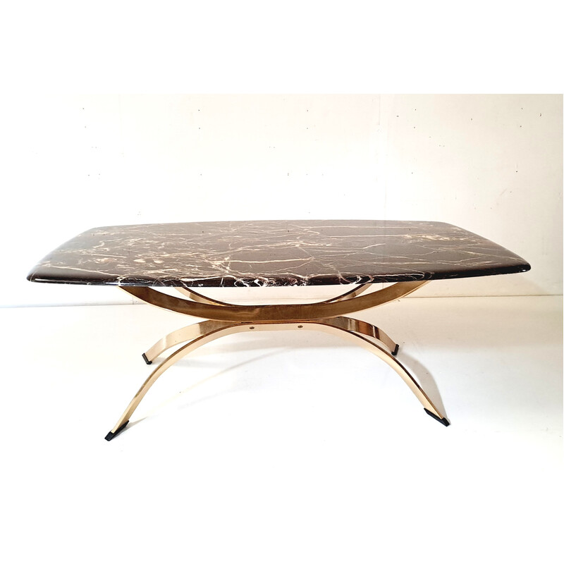 Vintage marble and bronze coffee table, France 1970