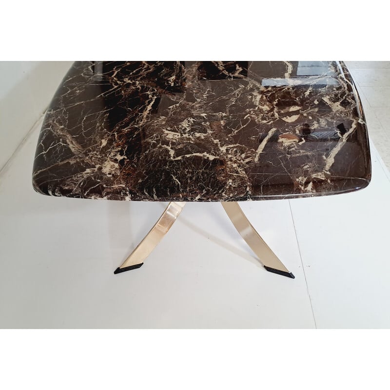 Vintage marble and bronze coffee table, France 1970