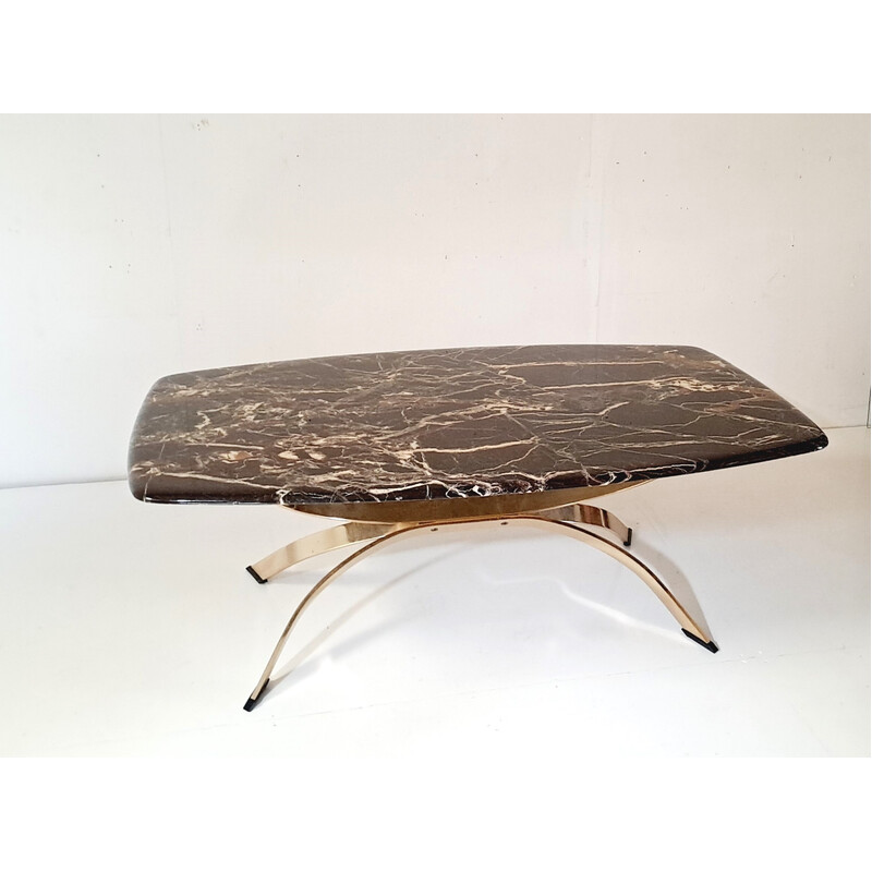 Vintage marble and bronze coffee table, France 1970