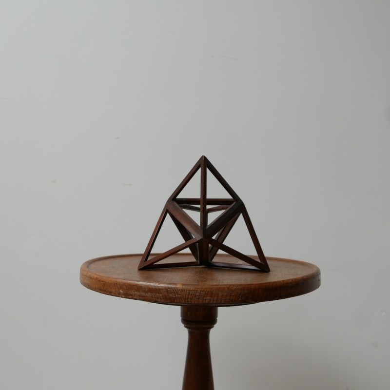 Mid-century French sculptural geometric wooden object, 1970s