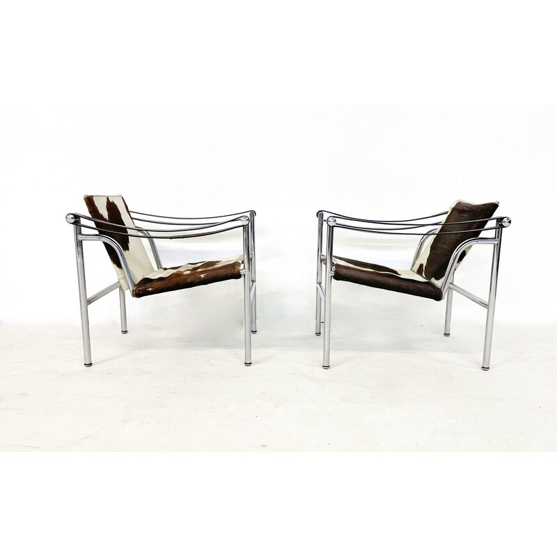 Paar Lc1-Sessel aus der Mitte des Jahrhunderts von Le Corbusier, Pierre Jeanneret und Charlotte Perriand, 1960er Jahre