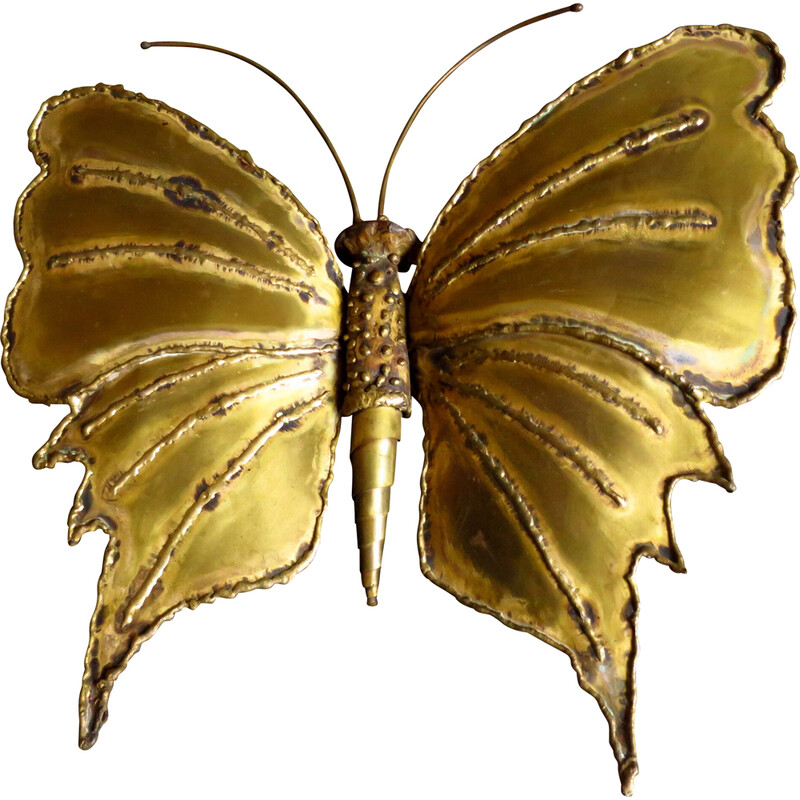 Farfalla decorativa d'epoca in ottone, 1970