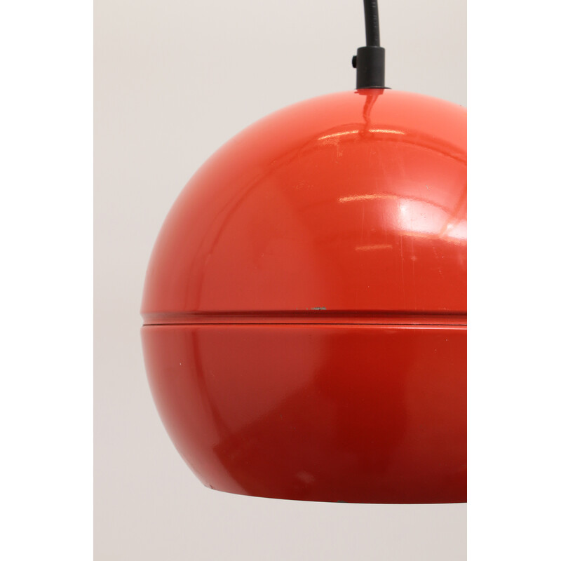 Lampada a sospensione vintage in metallo rosso, 1960