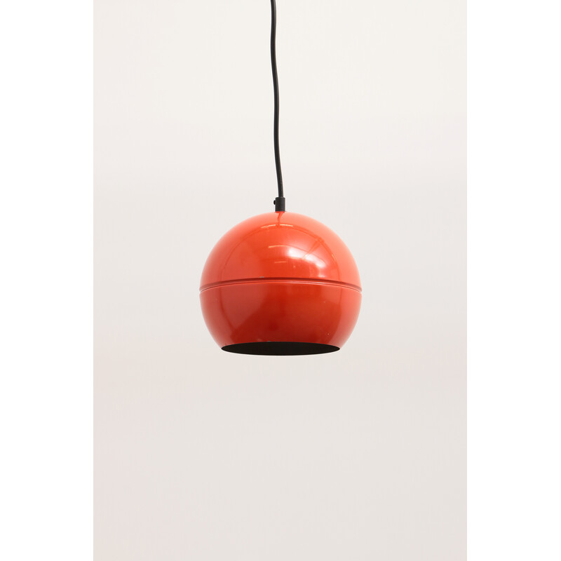 Lampada a sospensione vintage in metallo rosso, 1960