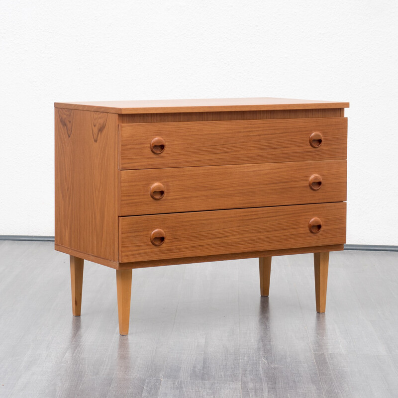 Chest of drawers in teak with round handles - 1960s