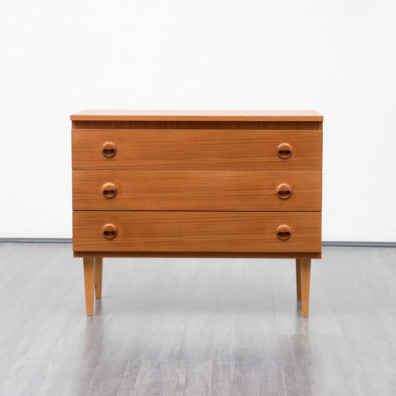 Chest of drawers in teak with round handles - 1960s