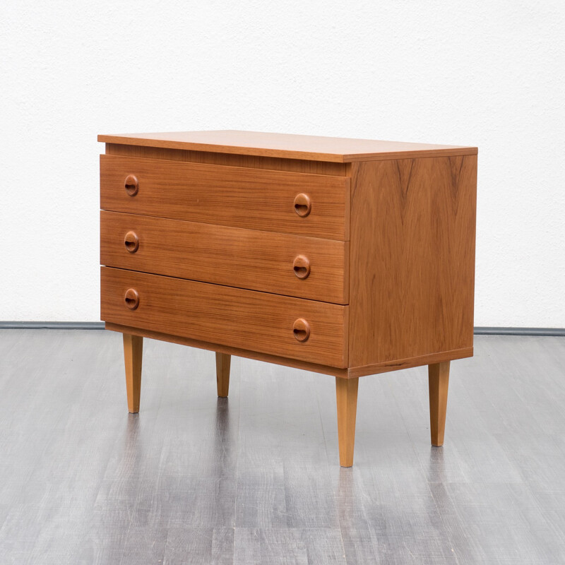 Chest of drawers in teak with round handles - 1960s