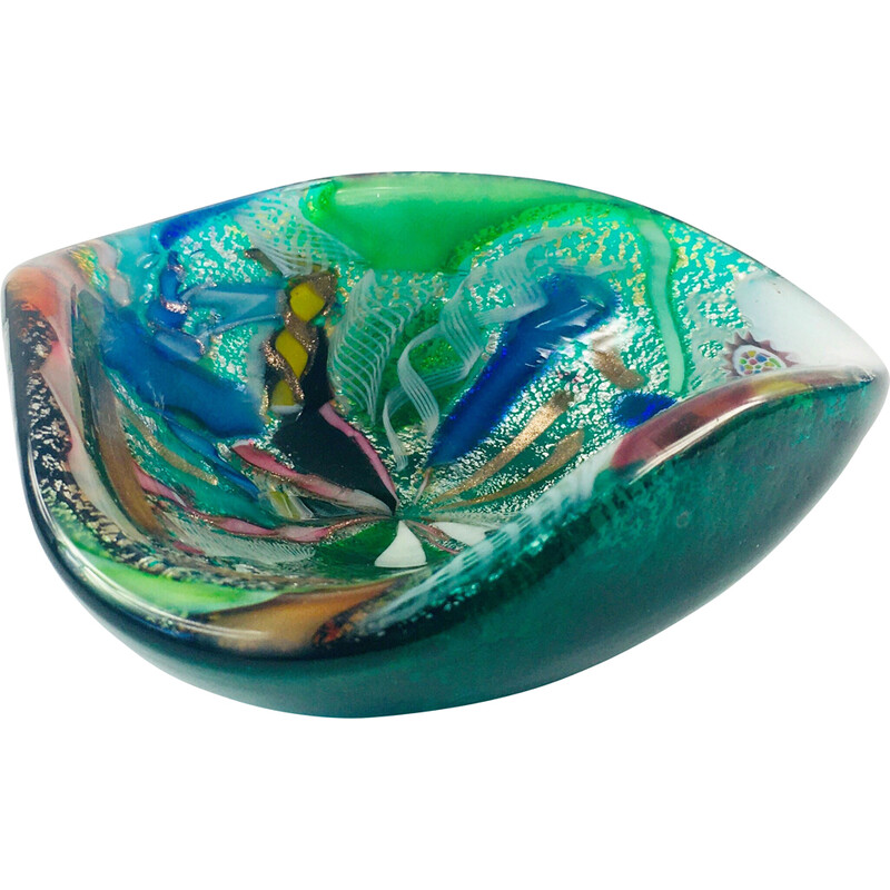 Vintage Tutti Frutti Murano glass ashtray by Dino Martens for Aureliano Toso, Italy 1950s