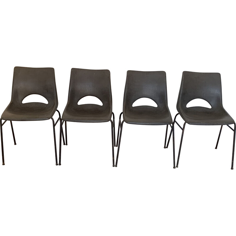 Lot de 4 chaises vintage coque en plastique par Sitting