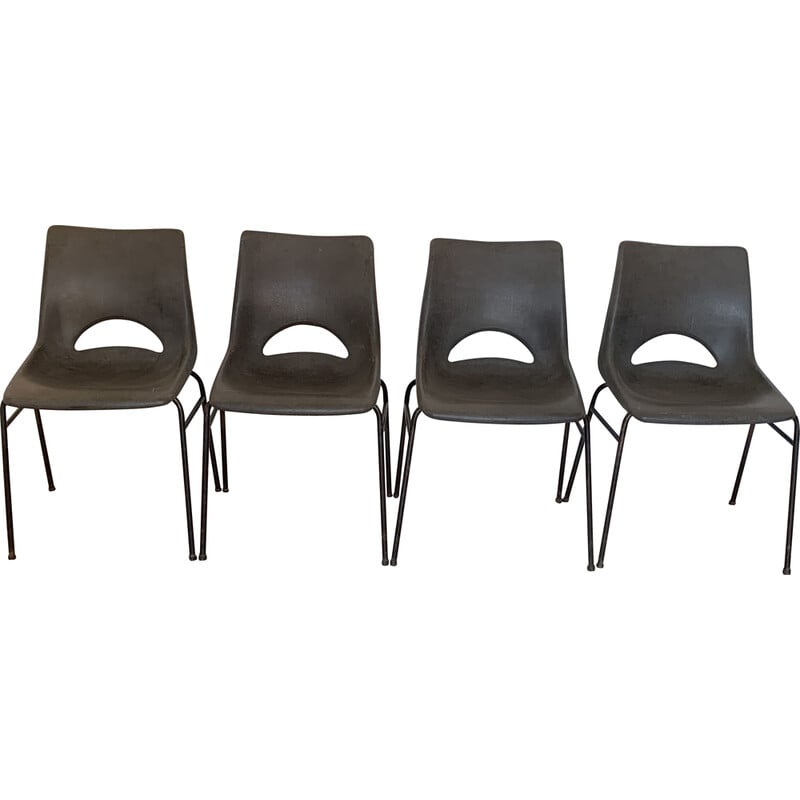 Set aus 4 Vintage-Stühlen mit Kunststoffschale von Sitting
