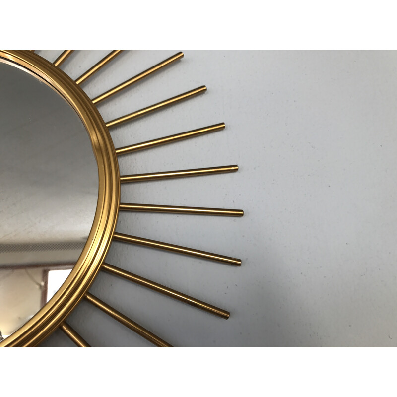 Gilded metal sun mirror - 1950s