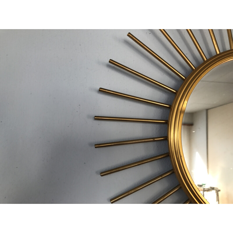 Gilded metal sun mirror - 1950s