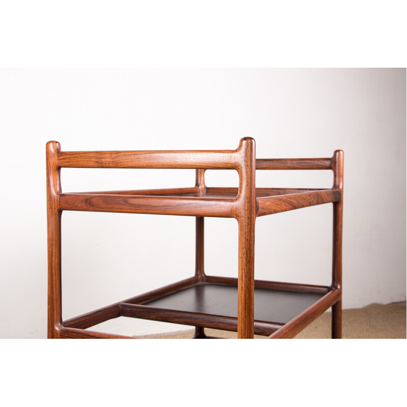 Vintage 3 tiered rosewood serving table by Johannes Andersen for Silkeborg, Denmark 1960