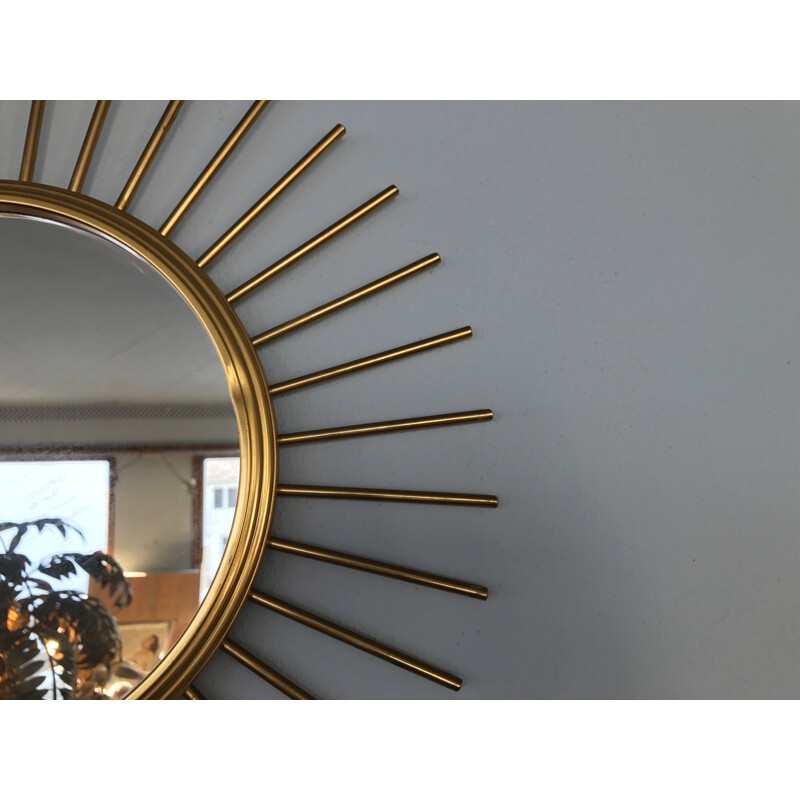 Gilded metal sun mirror - 1950s
