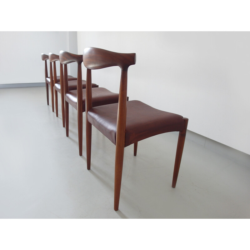 Set van 4 vintage sculpturale eetkamerstoelen van Vamo Sønderborg, Denemarken 1960