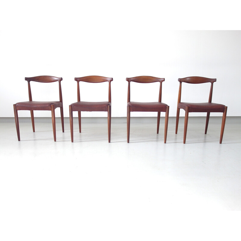 Set van 4 vintage sculpturale eetkamerstoelen van Vamo Sønderborg, Denemarken 1960