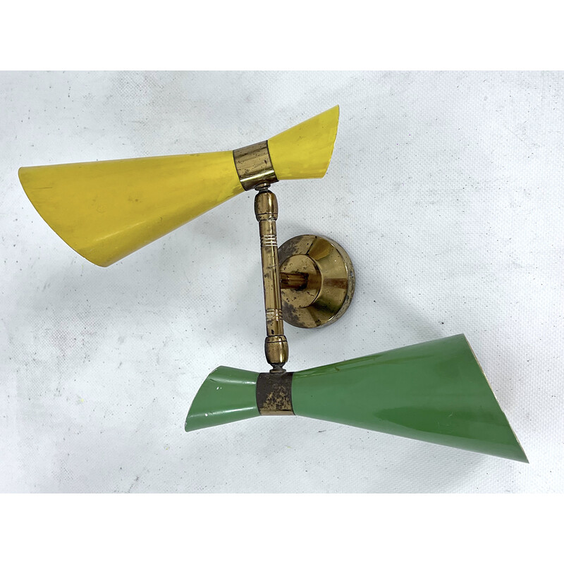 Vintage double cone wall lamp, Italy 1950