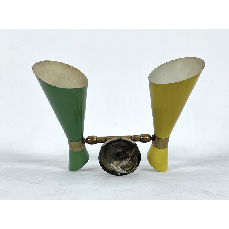 Aplique doble cono vintage, Italia 1950