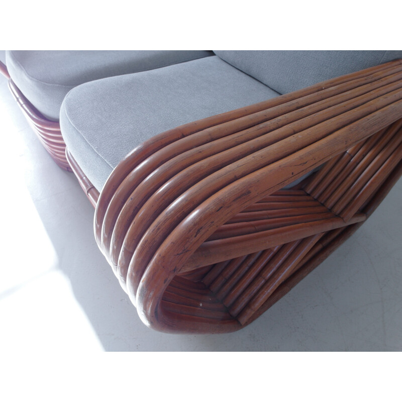 Vintage 2 seat sofa bamboo by Paul Frankl for Ritts Tropitan, USA 1940