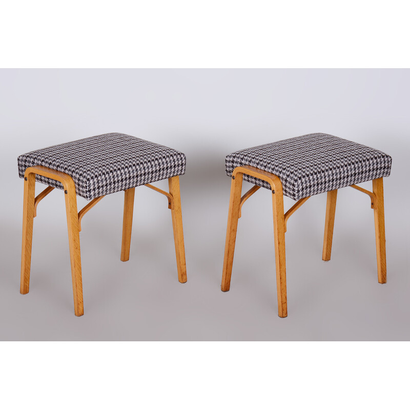 Pair of vintage beechwood stools by Ludvik Volak, Czechia 1950
