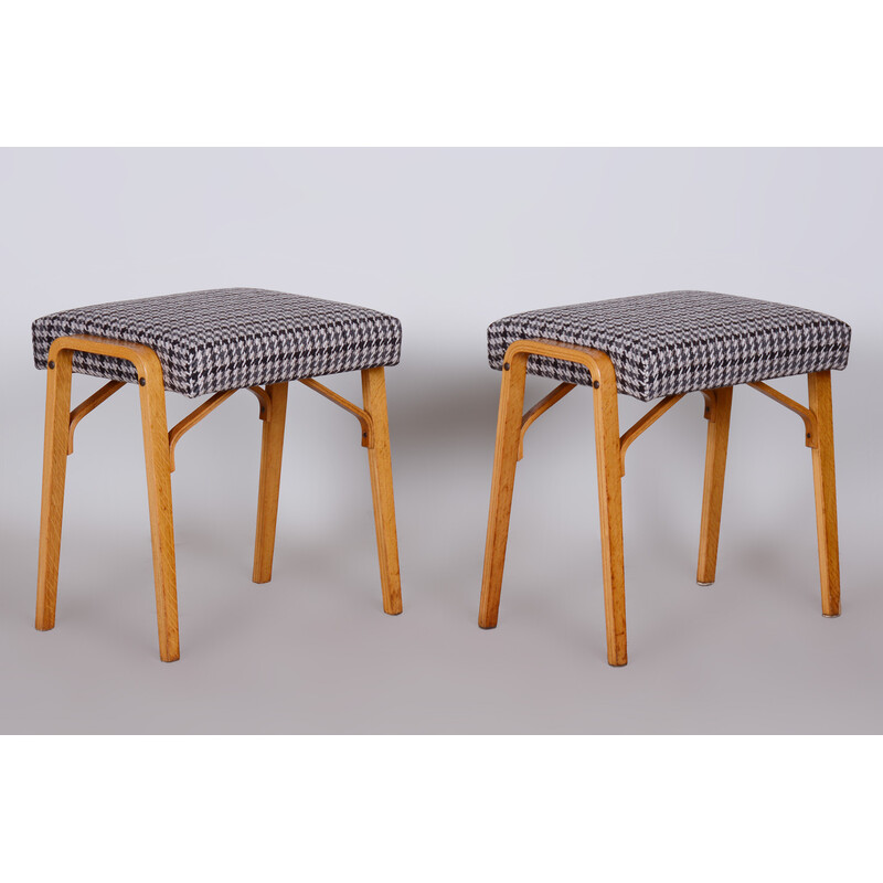 Pair of vintage beechwood stools by Ludvik Volak, Czechia 1950
