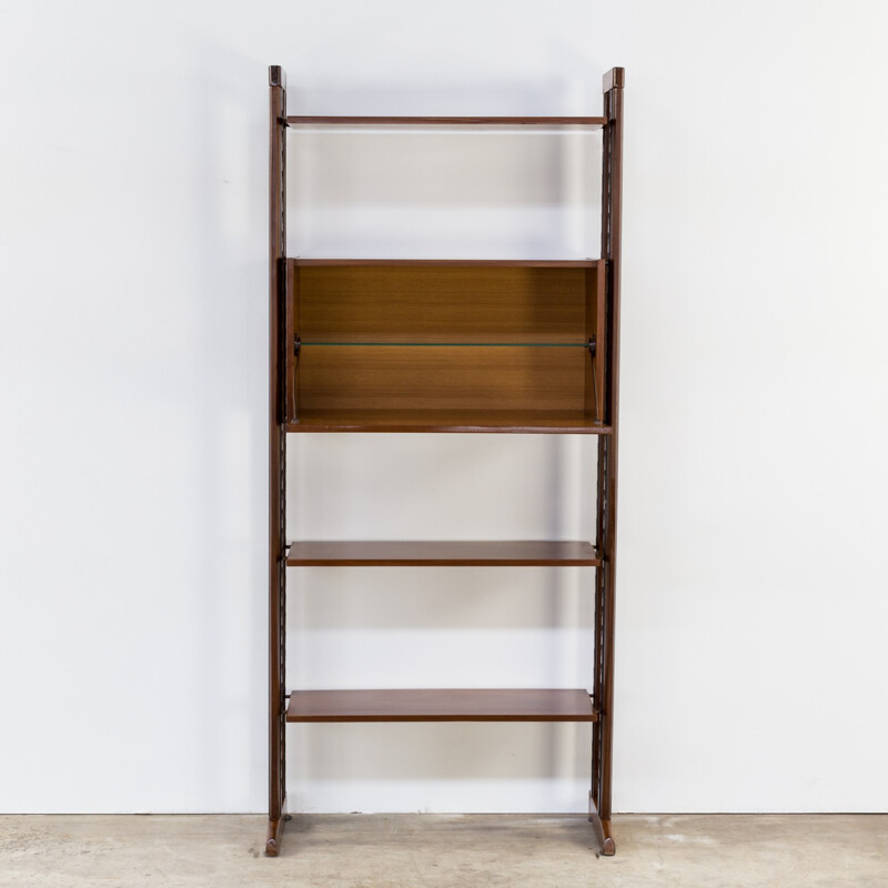 Wall unit in teak with 3 shelves - 1950s