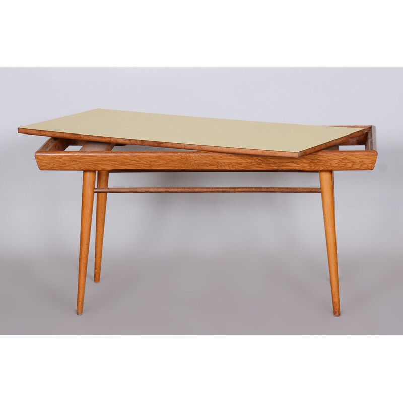 Vintage oakwood coffee table, Czechia 1950