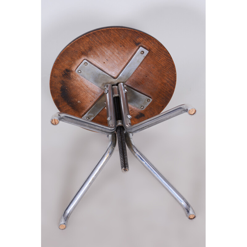 Vintage beechwood swivel piano stool by Mücke Melder, Czechia 1930