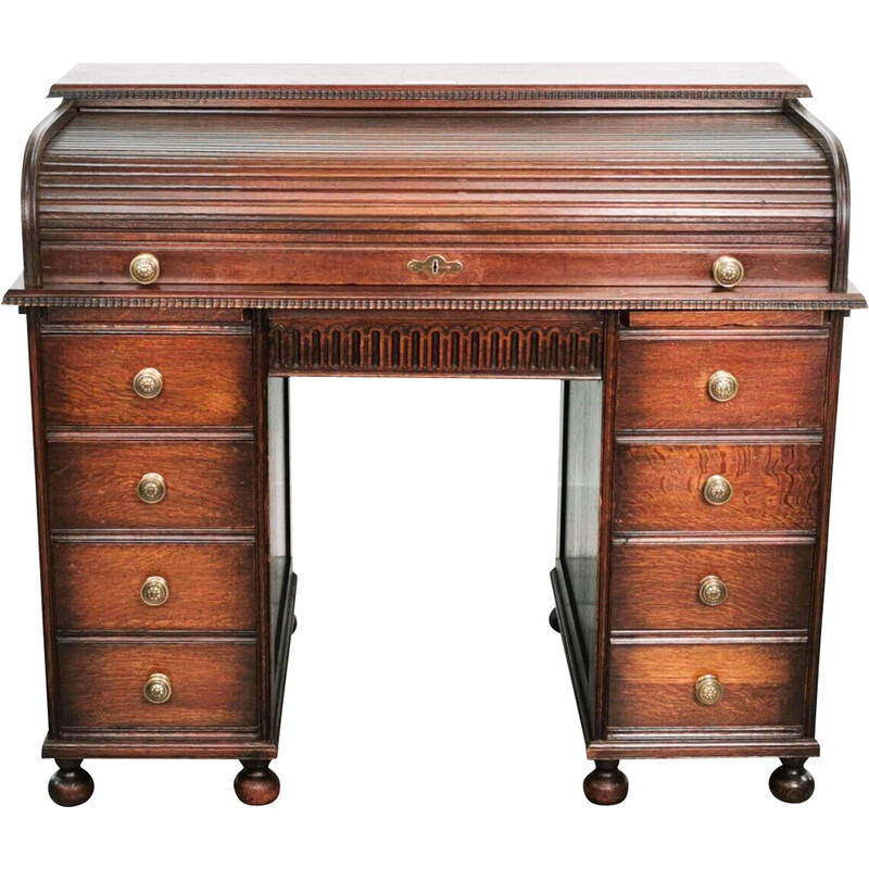 Vintage oak desk by Angus, William and Co of London, 1900