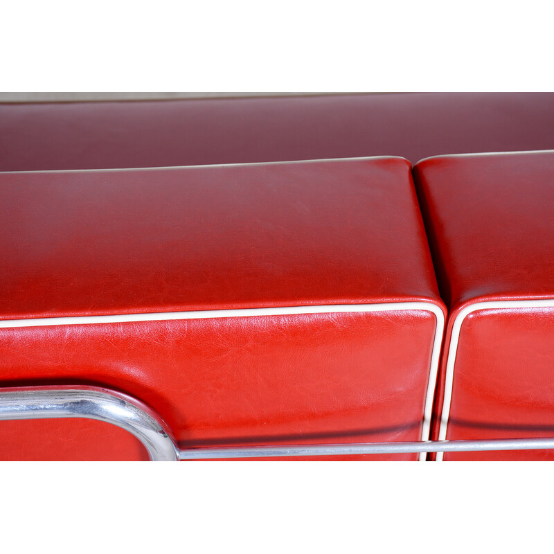 Vintage Bauhaus sofa leather and chrome by Robert Slezak, Czechoslovakia 1930