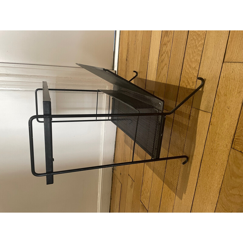 Vintage magazine rack in lacquered metal, 1950