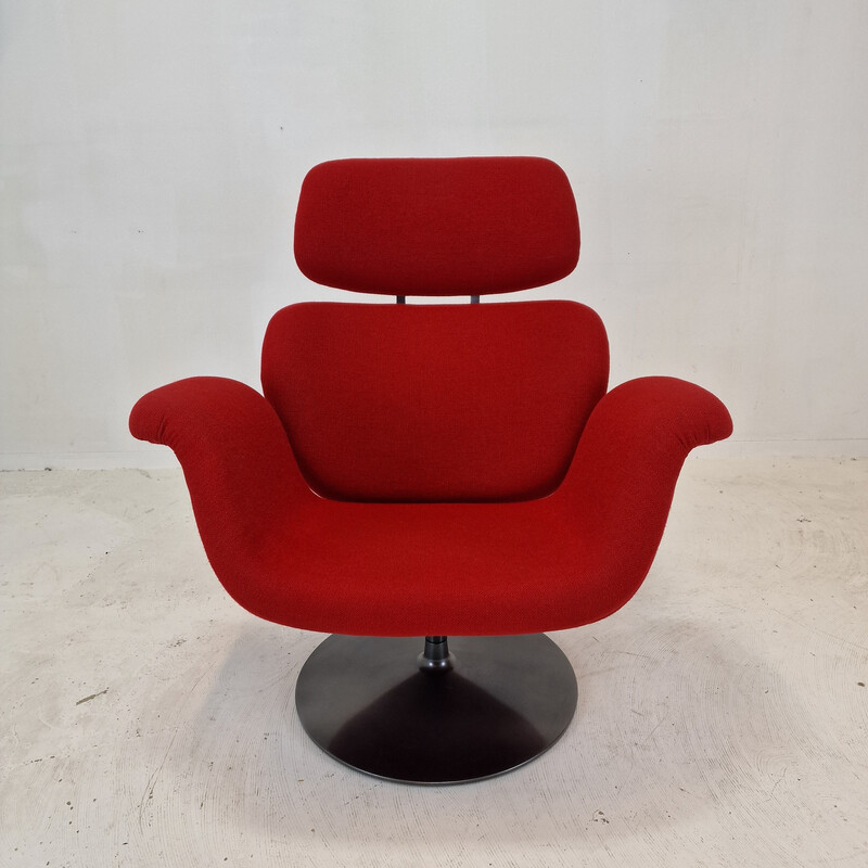 Vintage tulp fauteuil en voetenbank van Pierre Paulin voor Artifort, 1965