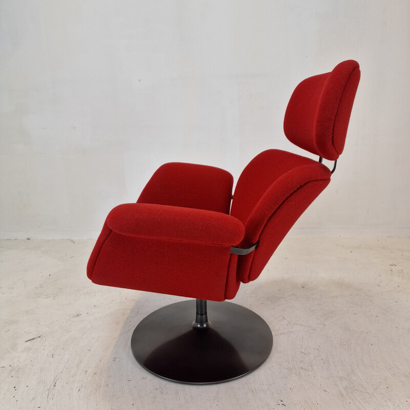 Vintage tulp fauteuil en voetenbank van Pierre Paulin voor Artifort, 1965