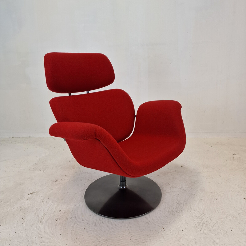 Vintage tulp fauteuil en voetenbank van Pierre Paulin voor Artifort, 1965