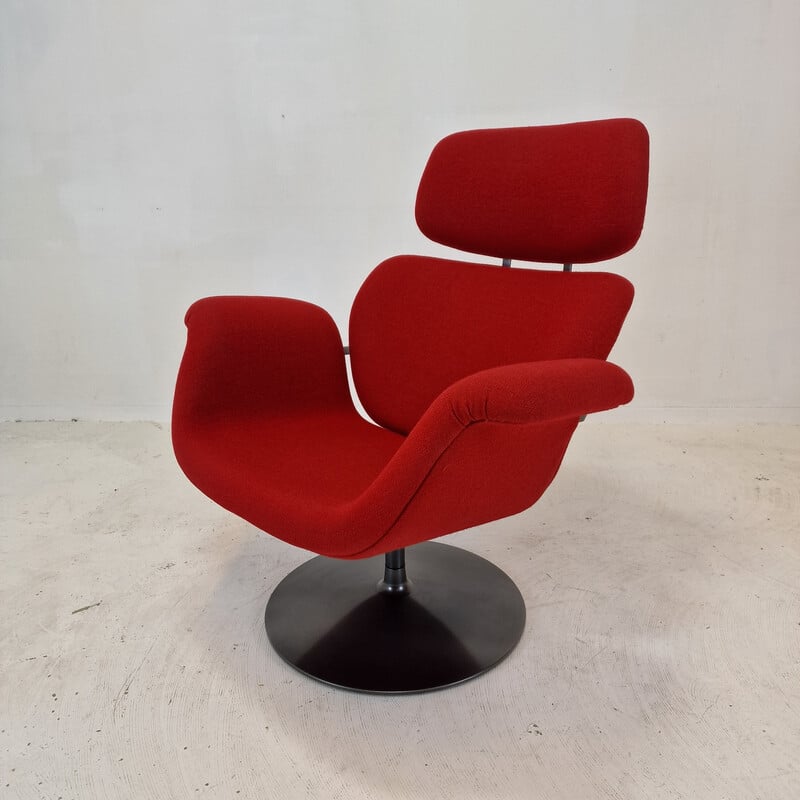 Vintage tulp fauteuil en voetenbank van Pierre Paulin voor Artifort, 1965