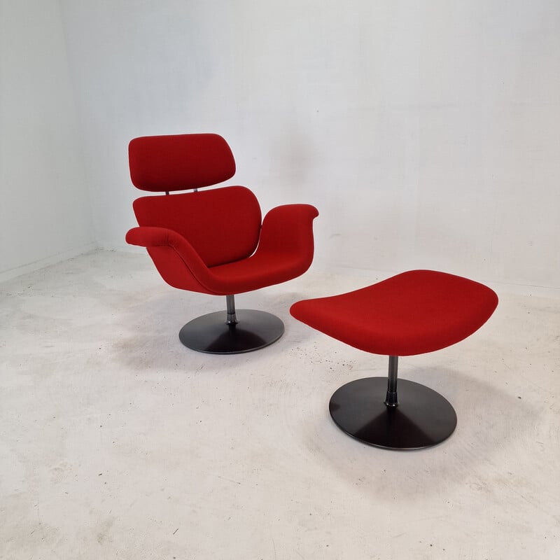 Fauteuil tulipe et ottoman vintage par Pierre Paulin pour Artifort, 1965