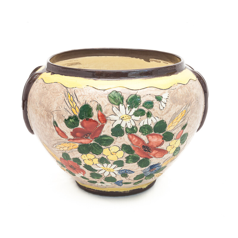 Vintage glazed earthenware planter by Jérôme Massier, 1900