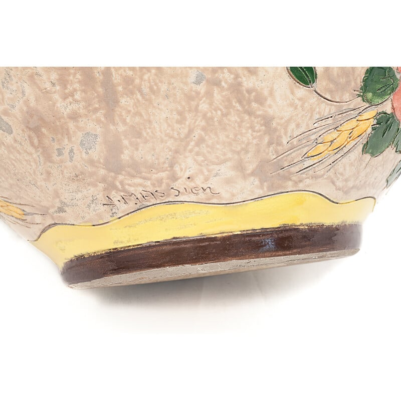 Vintage glazed earthenware planter by Jérôme Massier, 1900