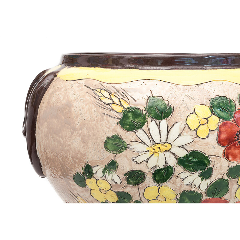 Vintage glazed earthenware planter by Jérôme Massier, 1900