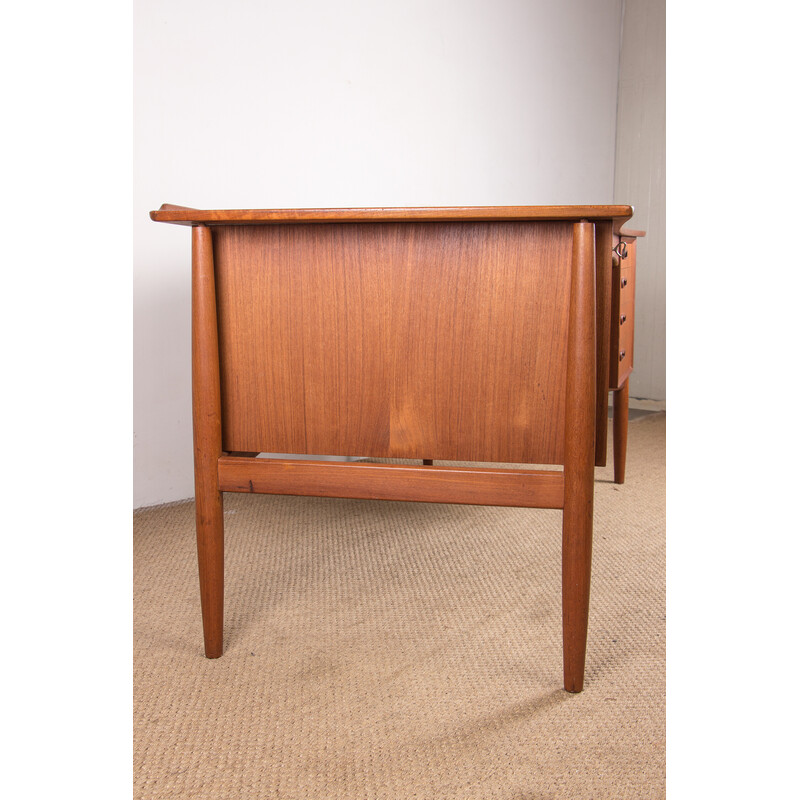 Vintage double-sided teak desk by Svend Aage Madsen for H. P Hansen, Denmark 1960