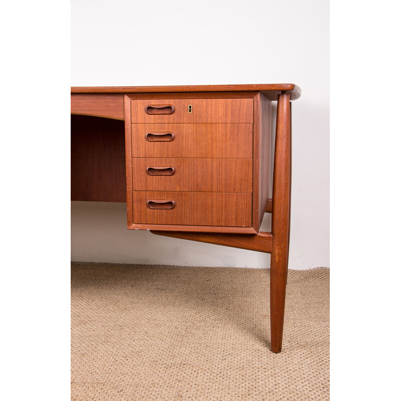 Scrivania vintage bifacciale in teak di Svend Aage Madsen per H. P Hansen, Danimarca 1960