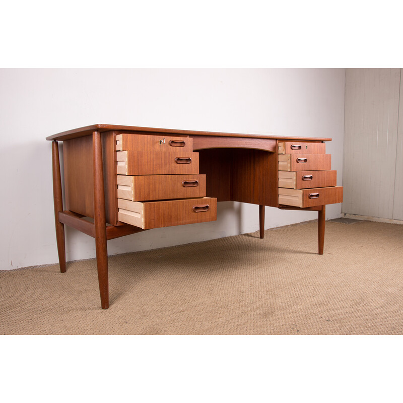 Vintage double-sided teak desk by Svend Aage Madsen for H. P Hansen, Denmark 1960