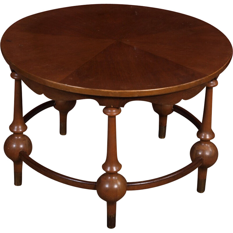 Mesa de centro vintage de madera, Dinamarca años 1920-1940