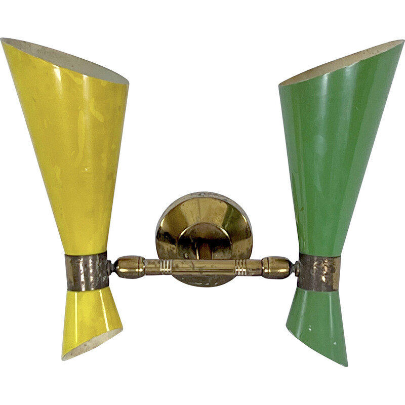 Applique vintage orientable à double cône, Italie 1950