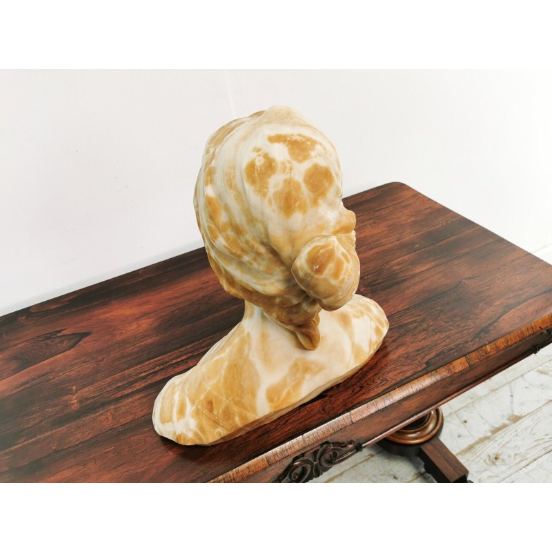 Vintage alabaster marble sculpture of a woman