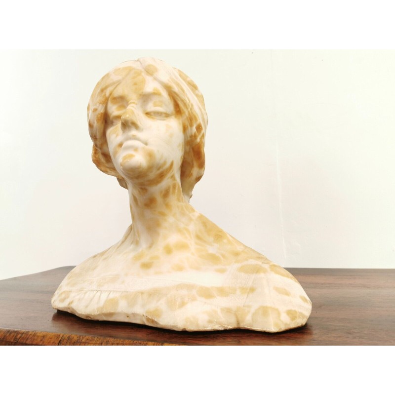Vintage alabaster marble sculpture of a woman