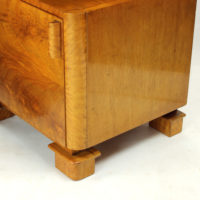 Pair of vintage bedside tables in walnut, Czechoslovakia 1930