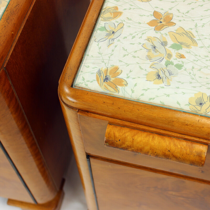 Pair of vintage bedside tables in walnut, Czechoslovakia 1930